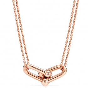 2020 Tiffany Hardwear Double Link Pendant Necklaces 18K  Platinum Rose Gold 