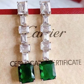 2020 Cartier 18k Platinum Emerald Earrings 